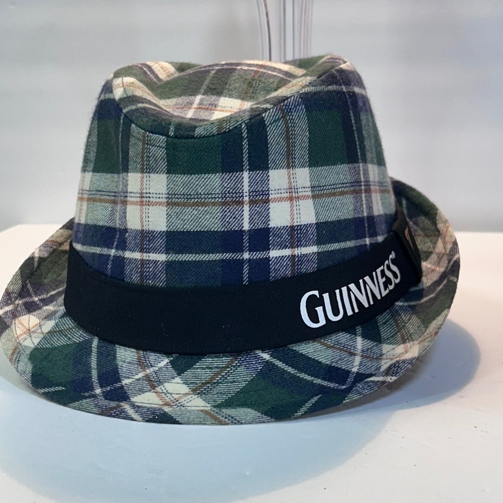 Official Guinness Green Plaid Short Brim Fedora Hat Unisex OSFM Unisex Trilby